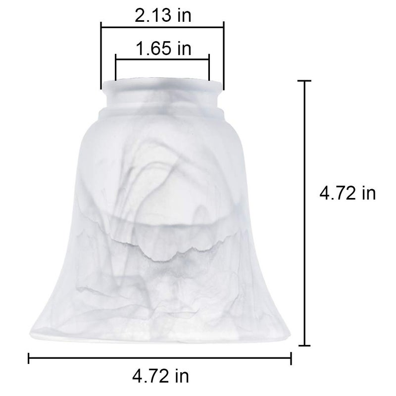 XIDING Ceiling Fan Light Covers, Transitional Style Bell Frosted Shade, Milky Scavo Glass Alabaster Shade, Perfect Ceiling Fan Globes Replacement Glass Accessories, Standard 2-1/8" Fitter Size, Pack of 4 - Image 2